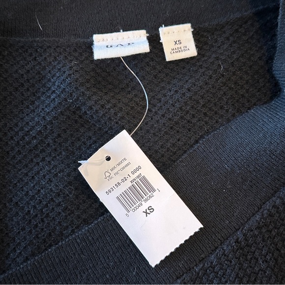 NWT GAP True Soft Textured V-Neck Tunic Sweater BLACK SIZE XS H9 - Picture 6 of 10